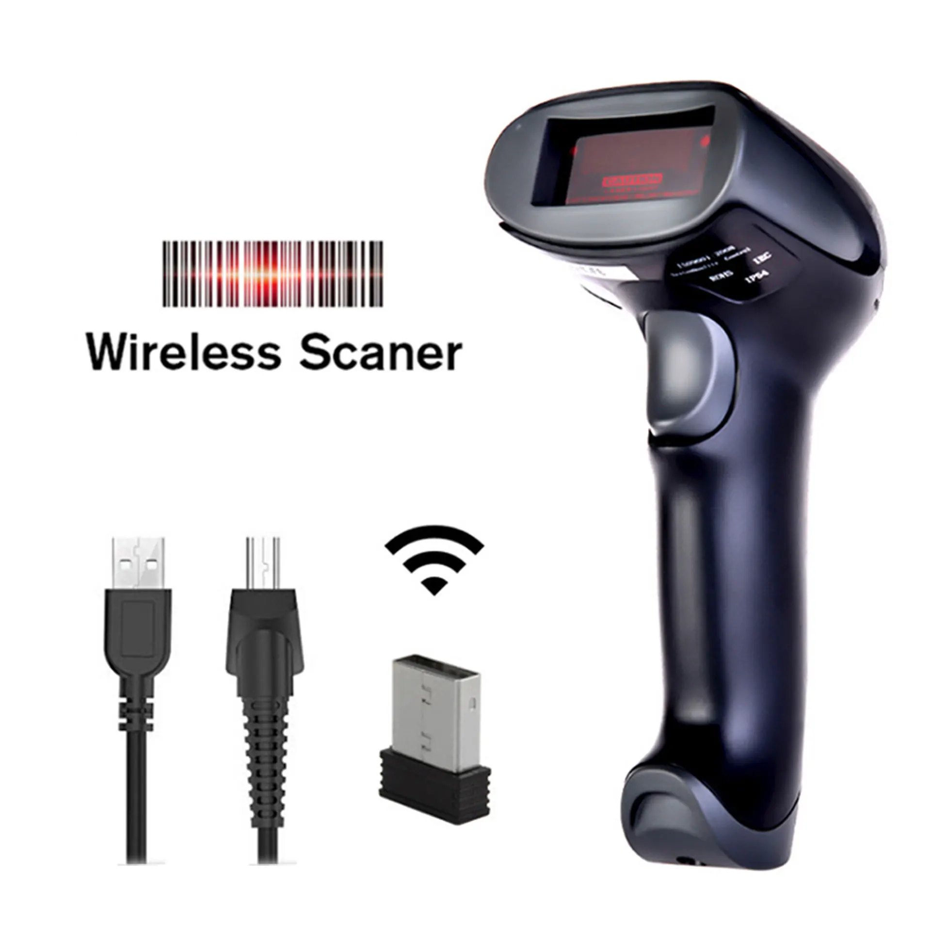 1000mA large capacity lithium battery laser wireless barcode scanner High sensitive wireless barcde reader for Supermarkets