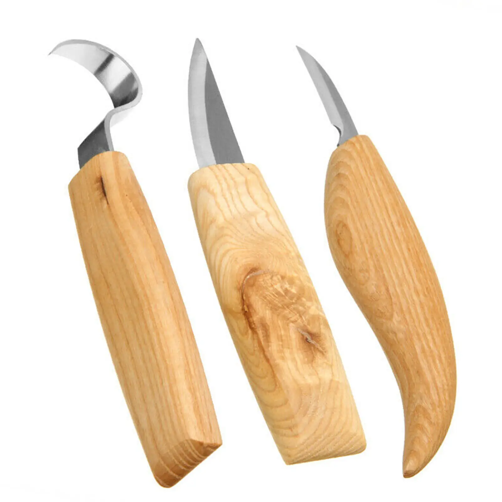 

3Pcs Wood Carving Knife Cutter Whittling Hook Kit 155mm DIY Craft Hand Tools Set