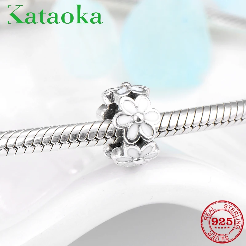 Бусина-шарм Женская из серебра 925 пробы с белыми эмалью | Украшения и аксессуары