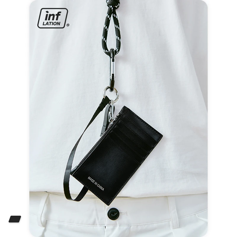 

INFLATION Men Mini-messenger Bag Black Outdoor Leather Cross-body Bag 411AI2020