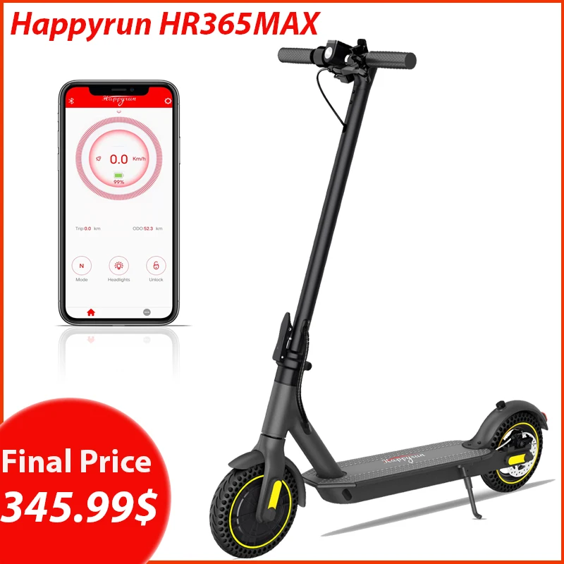 

EU Stock Happyrun HR365MAX складной электрический скутер 36V 10.4Ah 350W 25 км/ч Максимальная скорость 10 дюймов пневматическая шина