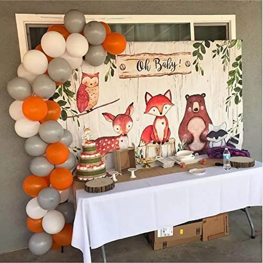 Globos de animales salvajes de la selva del bosque, guirnalda, arco, erizo, ardilla, zorro, mapache, papel de aluminio, decoraciones para fiesta de cumplea&ntilde;os de ni&ntilde;os-2