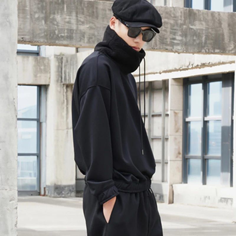 Зимний мужской свитер Черный Простой повседневный кашемировый с высоким