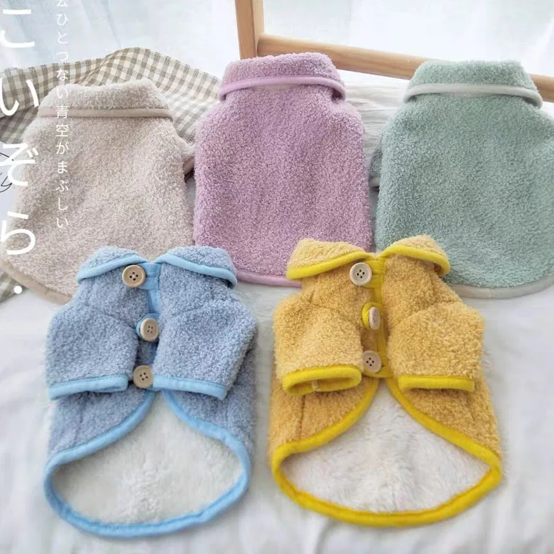 

Fleece Warm Dog Jacket Winter Cat Coat Long Plush Pet Clothing Short Sleeve Costume Coats Jackets For Small Dogs Pitbulls Bichon