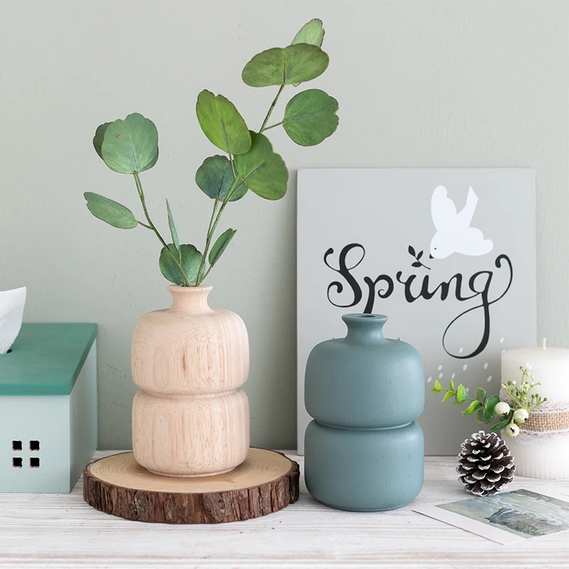 Скандинавская деревянная ваза Morandi цветные растения маленькие цветы подставка