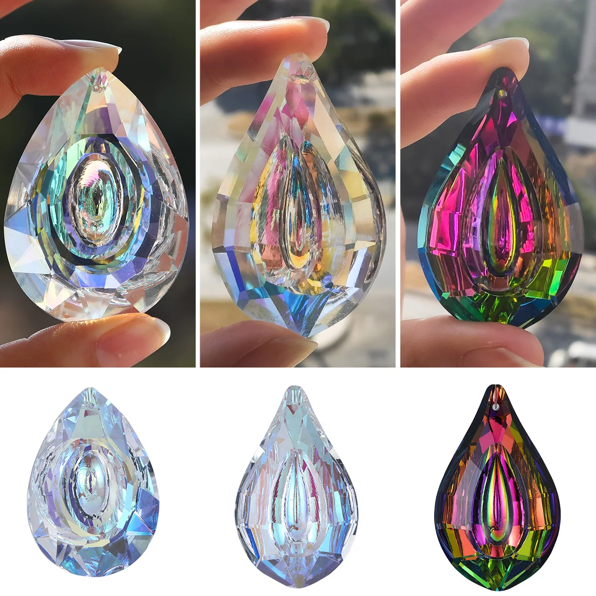 Подвесные кристаллы призмы Ловец Солнца для украшения окон 76 мм AB-цвет детали
