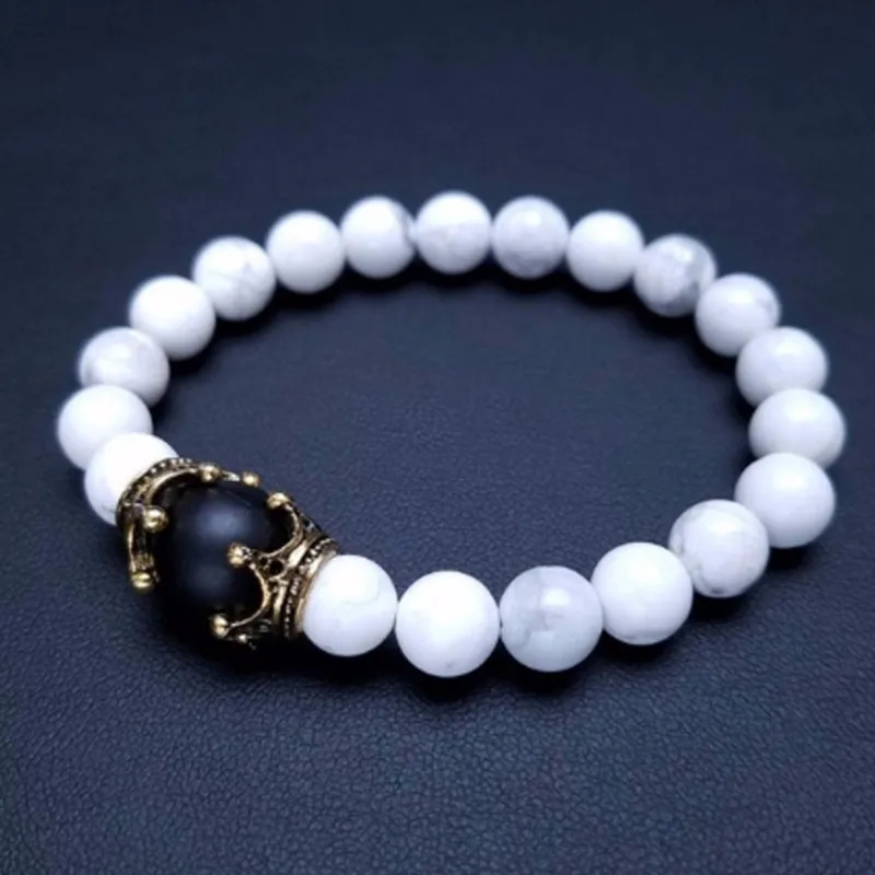 

Fashion Luxury Alloy Crown Tiger Eye Stone Beads Bracelet for Men
