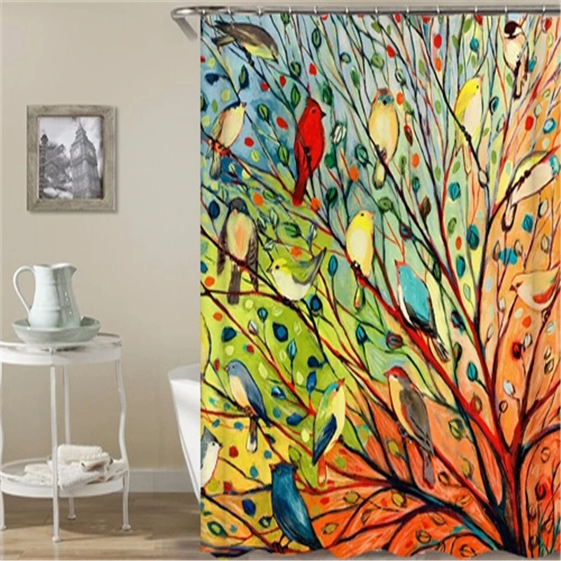 Водонепроницаемая занавеска для душа из полиэстера 3D тканевый цветной занавес в