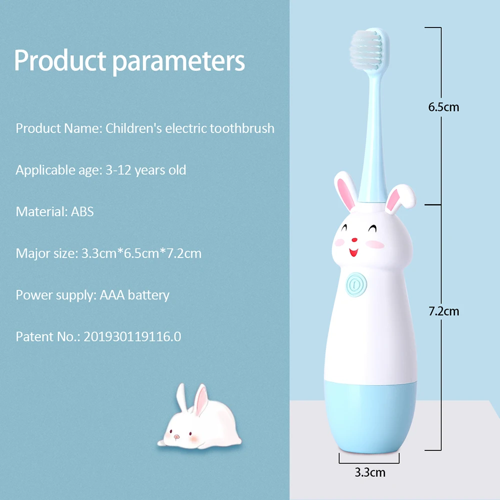 Детская Ультразвуковая электрическая зубная щетка AZDENT в виде кролика с 5