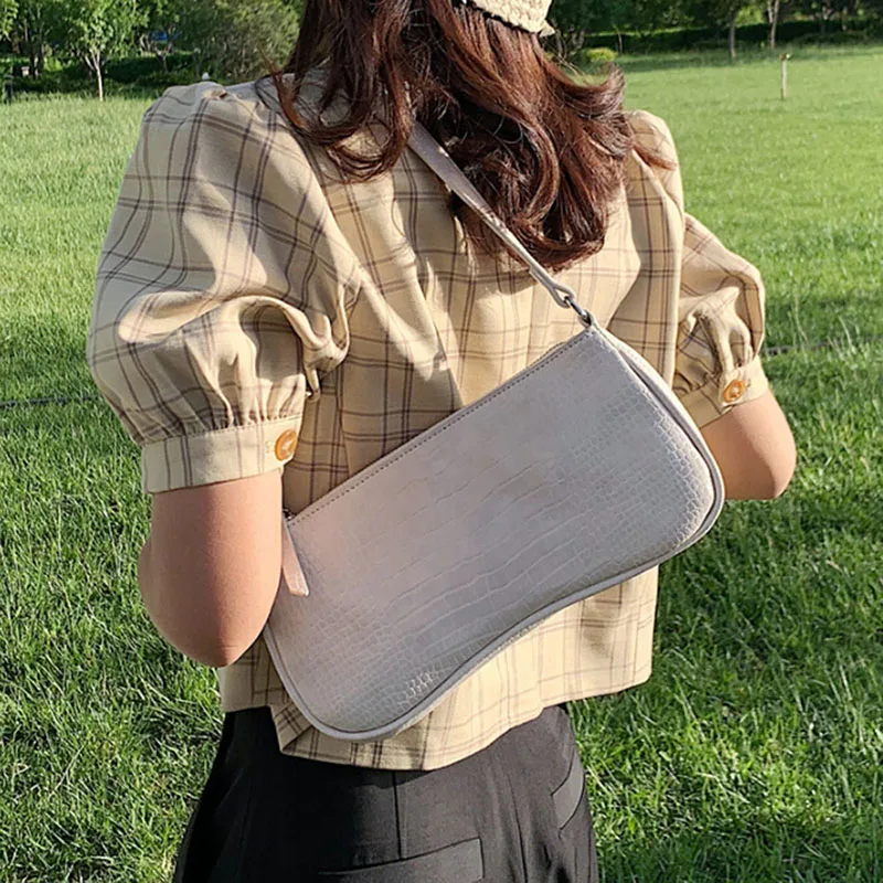 

Женские сумки-мессенджеры в стиле ретро с узором под кожу аллигатора, уличные повседневные однотонные сумки через плечо из искусственной к...