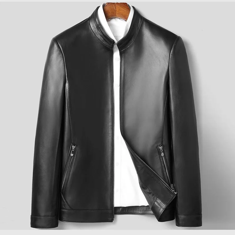 

Кожаная мотоциклетная куртка из овечьей кожи, зимние куртки, пальто для мужчин