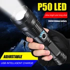 Мощный светодиодный P50 USB Перезаряжаемый мини-фонарик для улицы тактический охотничий фонарик Полиция Интеллектуальный водонепроницаемый фонарь с зумом