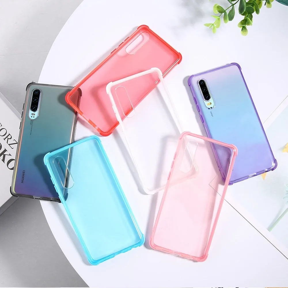 Simple Transparent Phone Case for Huawei P30 Lite Mate 20 Pro Anti-knock Soft TPU Silicone Solid Color Back Cover |