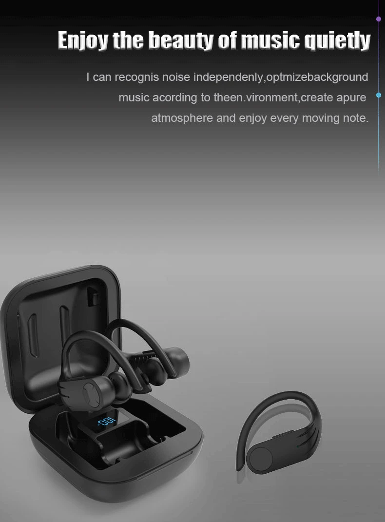 

TWS sports bluetooth earphone digital display hanging ear type-B11