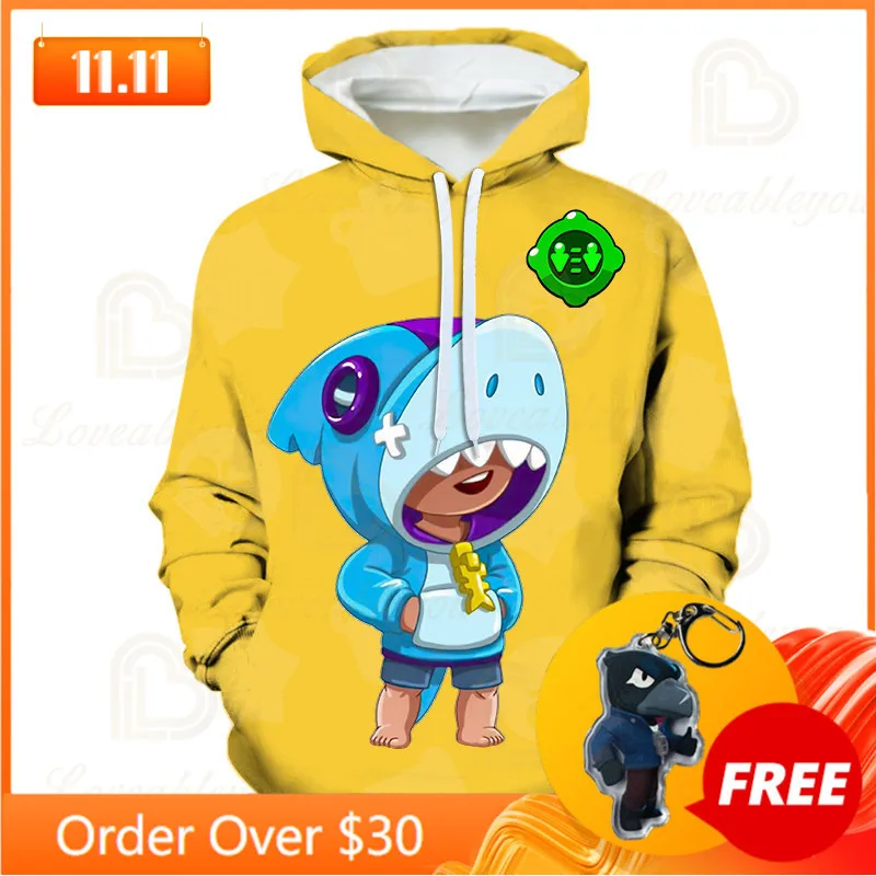 Игры Акула Леон звезда детская одежда толстовка с капюшоном 3d свитшот для