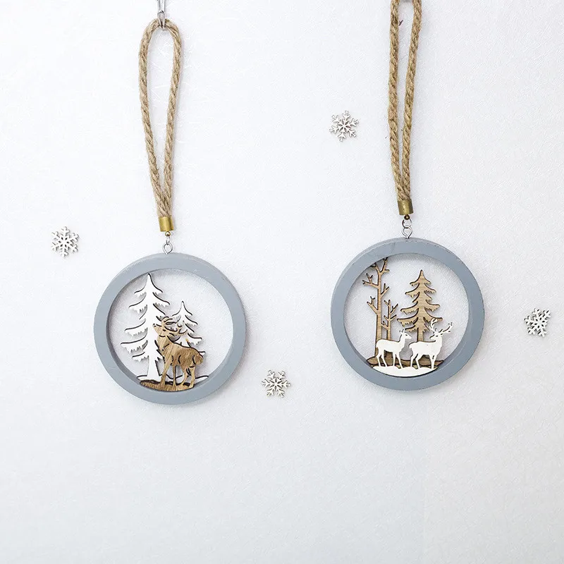 Новый год 2020 Noel Deer Moose DIY рождественские деревянные подвески Diy украшения для
