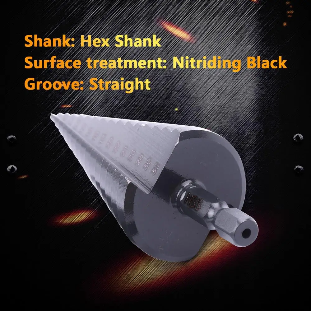 1 Pcs 6mm Shank HSS Nitride Black Stepped Drills 4-12/20/32mm Straight Groove Cone Drill Bit For Metal Wood Plastics Drilling |