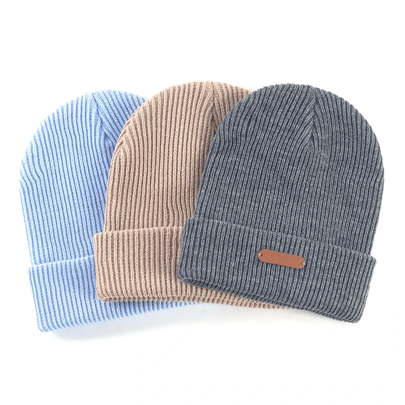 

Women's Knitted Ribbed Beanies Hats Man Warm Winter Hats Adult Solid Color Skullies Cuff Cap Unisex Fashion Casual Ski Bonnets