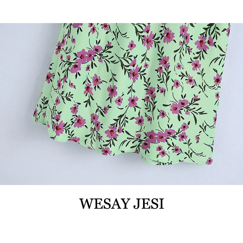 

WESAY JESI Summer Dress Woman Fashion Sundresses Dresses Chic Color Floral Print Women Clothing Sleeveless Female Vacation Beach