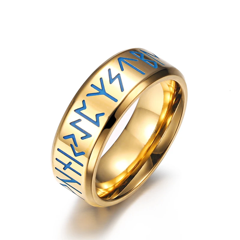 

Nordic Style Glow In Night Viking Script Rings For Women Fashion Design Stainless Steel Wedding Band Anillos Knuckles Jewelry