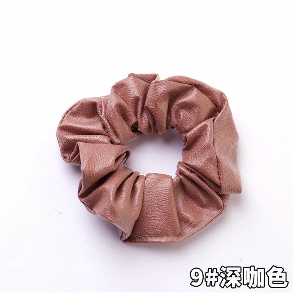 Креативные Новые однотонные Кольца для волос из искусственной кожи карамельные