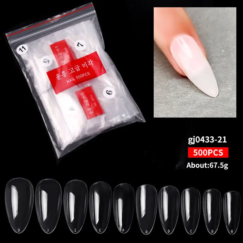 

500 Pcs Clear Almond Stiletto Fake Nails Display Full Cover Press On Nails Art Long Acrylic French False Nail Art Tips Tools