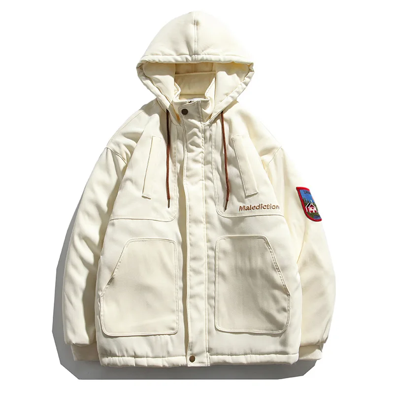 

Henry young Korean 2021 new winter thickened cotton padded men's couple hooded loose jacket