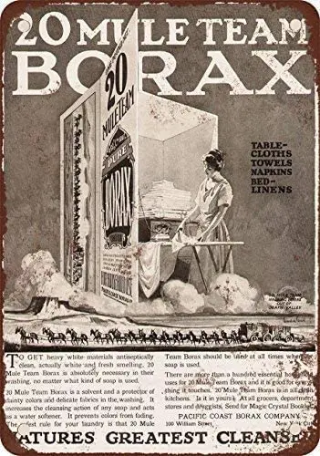 

Retro Character Borax Tin Signs Metal 12" W x 8" H Decoration