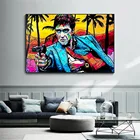 Художественные постеры на холсте с граффити Тони Монтана, постеры с принтом поп-улицы, абстрактная портретная картина для современного домашнего декора гостиной