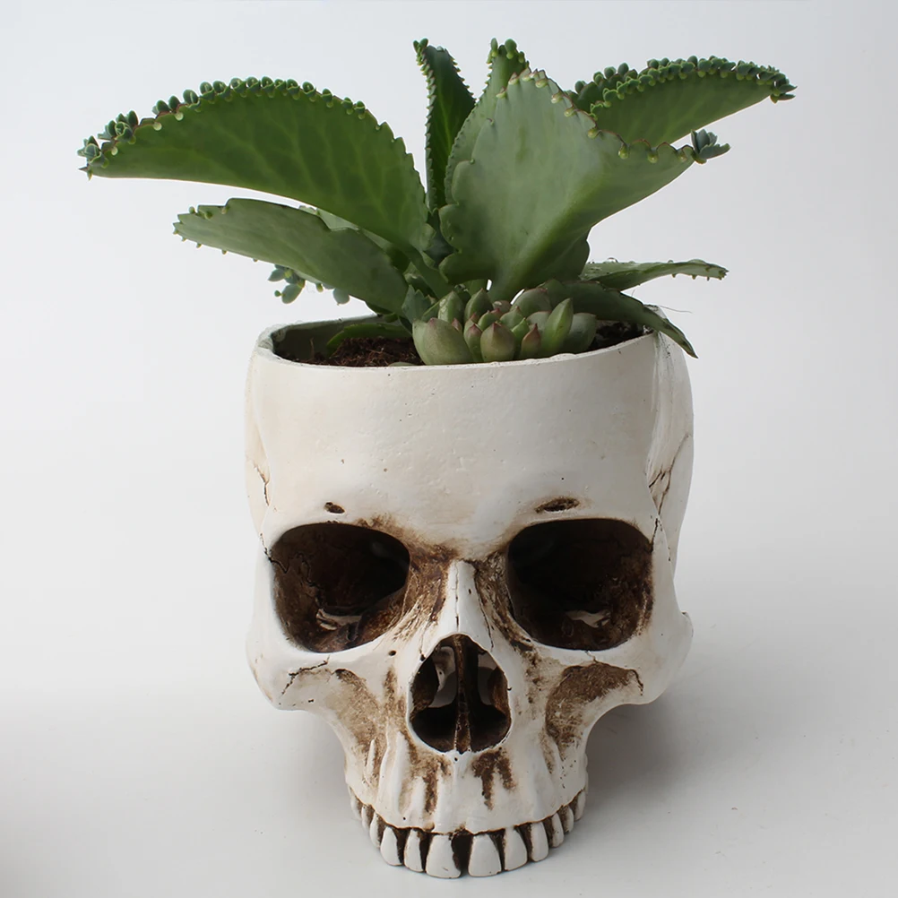 Украшение в виде черепа на Хэллоуин полимерные растения цветочный горшок