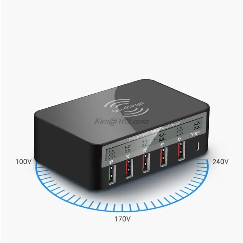 Универсальное беспроводное зарядное устройство Qi 7 в 1 5x USB QC 3 0 быстрая зарядка