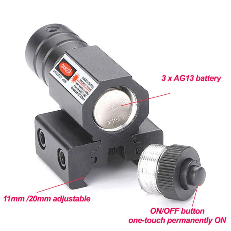 Лазерный прицел с красной точкой для Пикатинни и винтовки Регулируемое