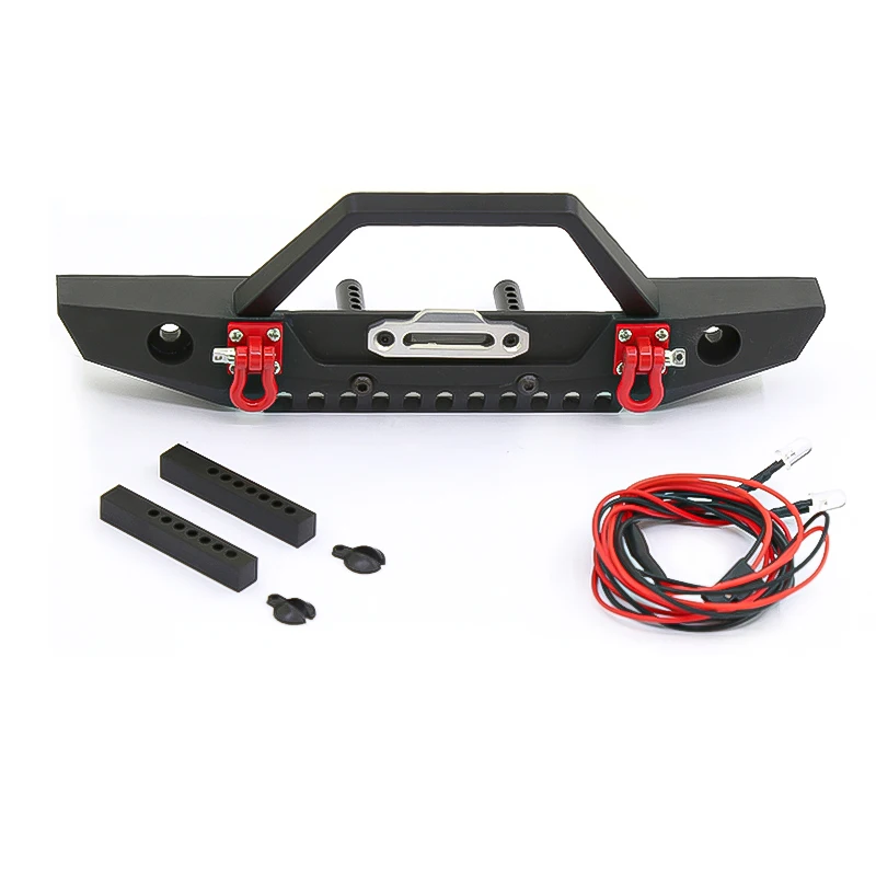

1set Front Metal Bumper With Light For 1/10 RC Crawler TRX4 SCX10 D90