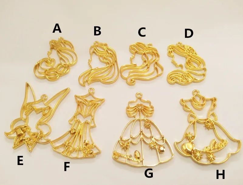 5 шт./лот подвеска в металлической оправе с подвеской виде головы и платья