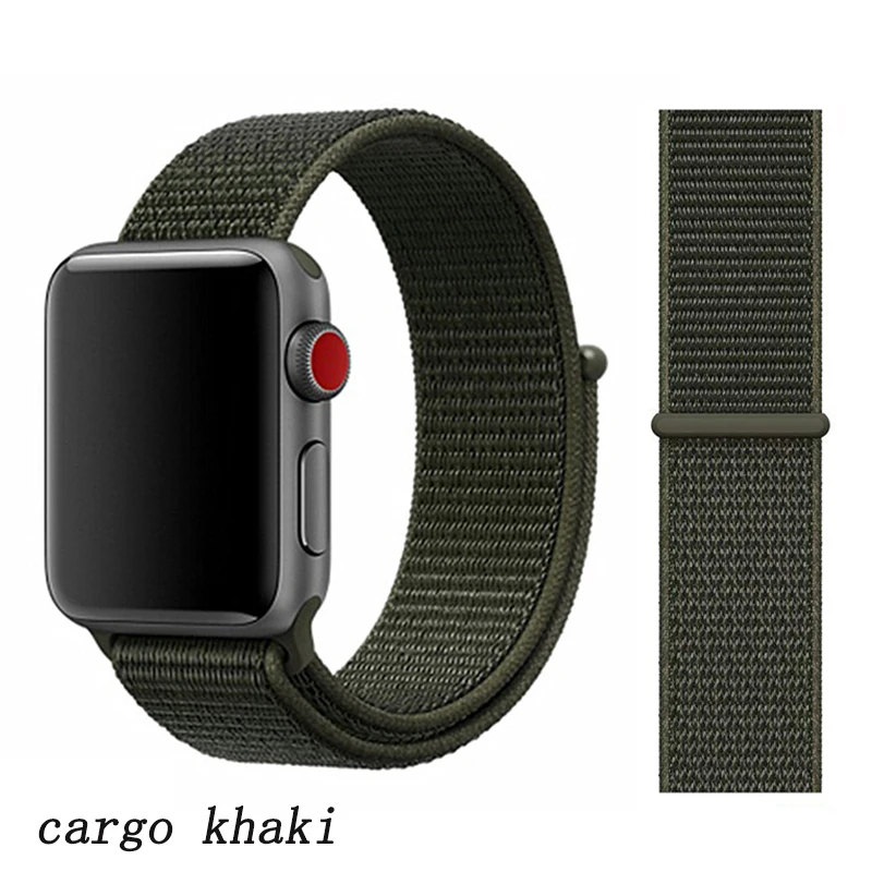 cargo khaki Ремешок для apple watch 5 4 band correa apple watch 42 мм 44 мм 38 мм 40 мм iwatch series 5 4 3 2 1 нейлоновый браслет pulseira - Цвет ремешка: cargo khaki