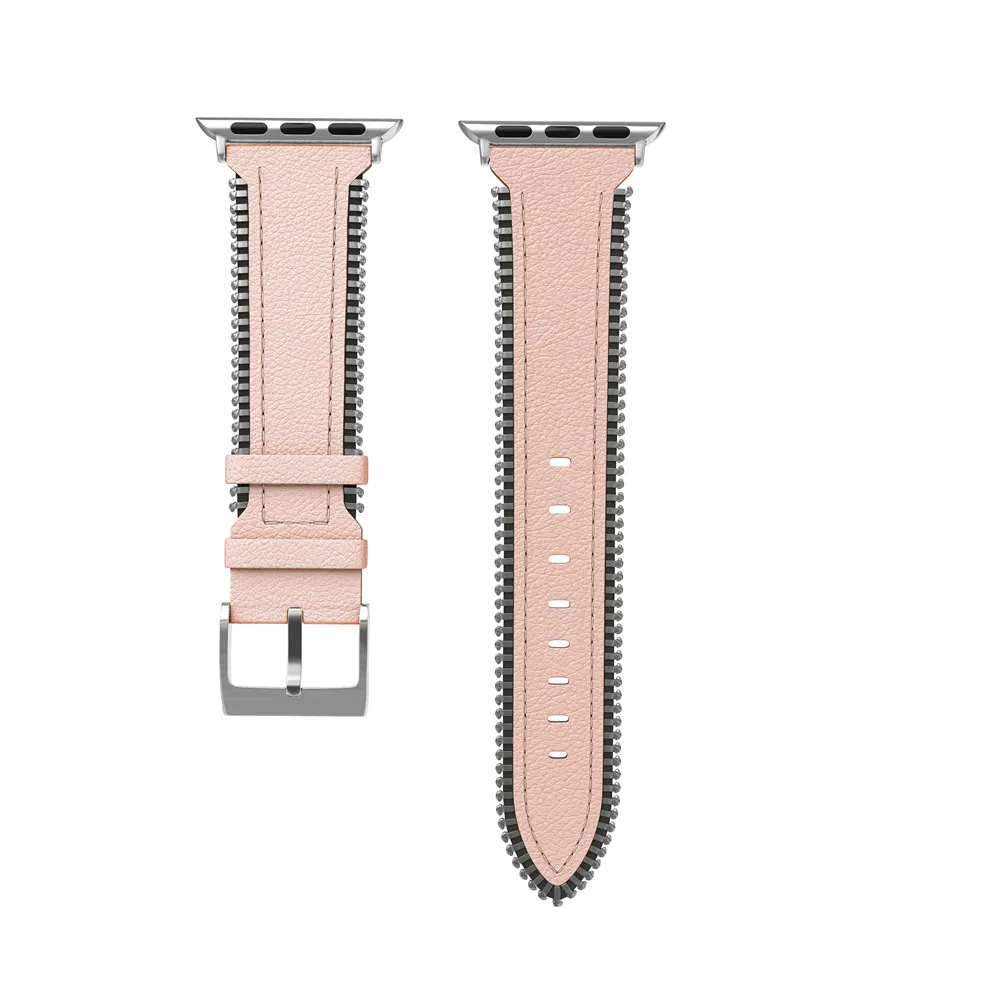 pink 40 мм 44 мм кожаный ремешок для Apple Watch Band 4 38 мм 42 мм браслет ремень для iWatch 3 2 1 Боковая цепь дизайн - Цвет ремешка: pink