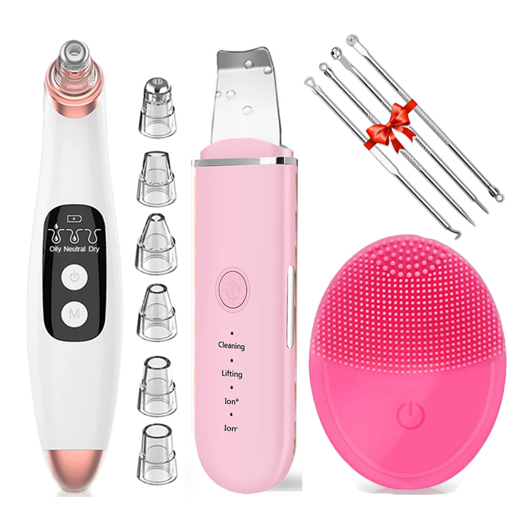 

Electric Blackhead Remover Vacuum Pore Cleaner Ultrasonic Vibration Skin Scrubber Acne Extractor Nano Face Sprayer Cleansing Kit