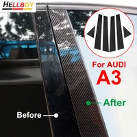 glossy black car window b pillars cover sticker for audi a3 2014 2018 car door pillar carbon fiber vinyl trims styling mouldings