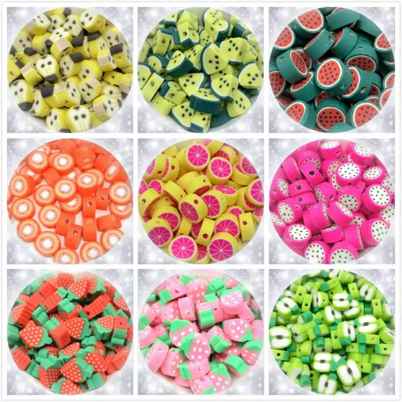 

50Pcs DIY Jewelry Polymer Clay Beads Fruit Pieces Mix Design Bracelet Accessory Slices Jewelry Making