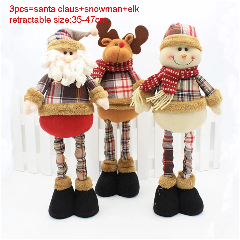 3pcs 150 Рождественские украшения, выдвижные фигурки-подставки, 3 шт., Санта Клаус+ Снеговик+ лось, Рождественские куклы, аксессуары для украшения дома и офиса - Цвет: 3pcs 150
