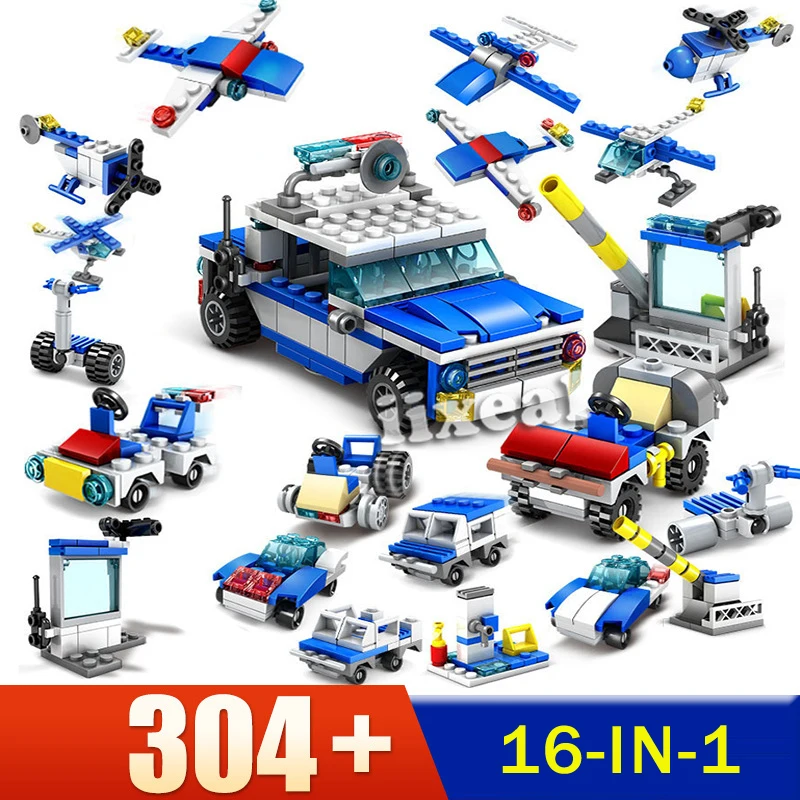 16 в 1 Детский конструктор пожарная машина|Блочные конструкторы| |