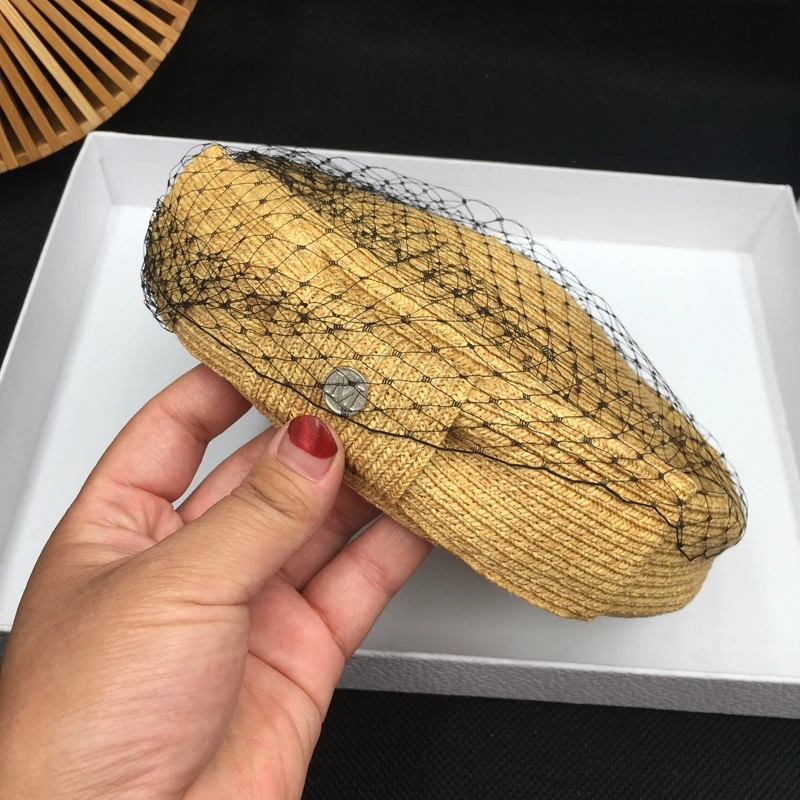 Весна лето соломенная шляпа с бантиком и кружевом милая модная кепка логотипом