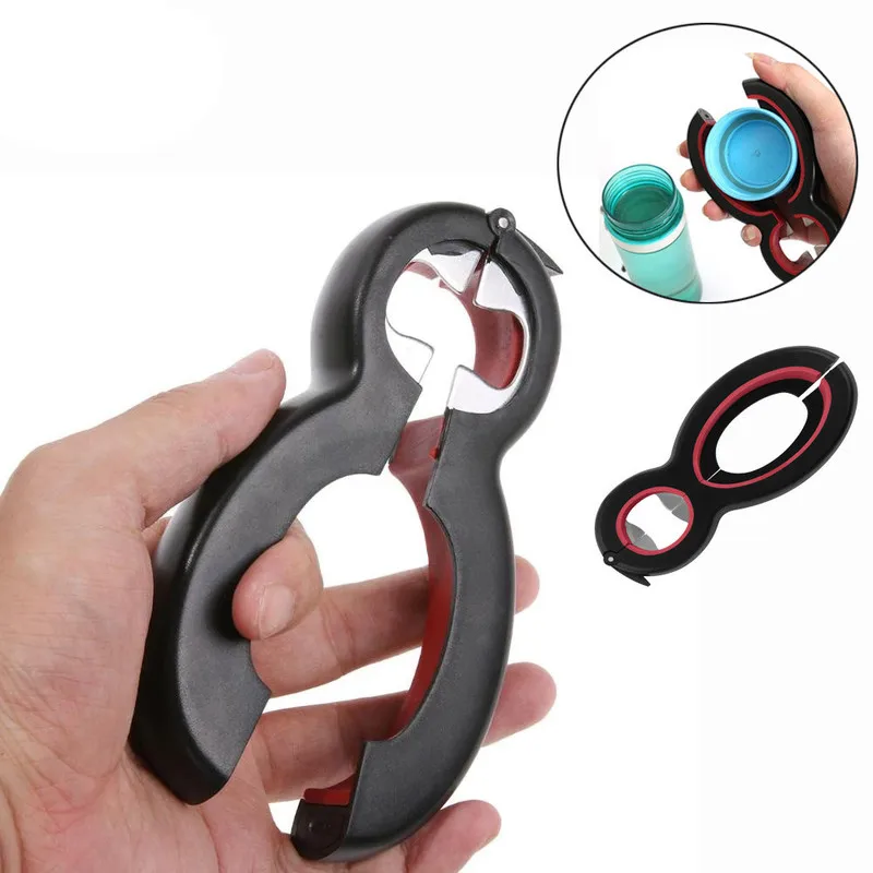 

6 In 1 Claw Jar Opener Multi Function Can Beer Bottle Opener All In One Jar Gripper Can Beer Lid Twist Off Jar Wine Opene
