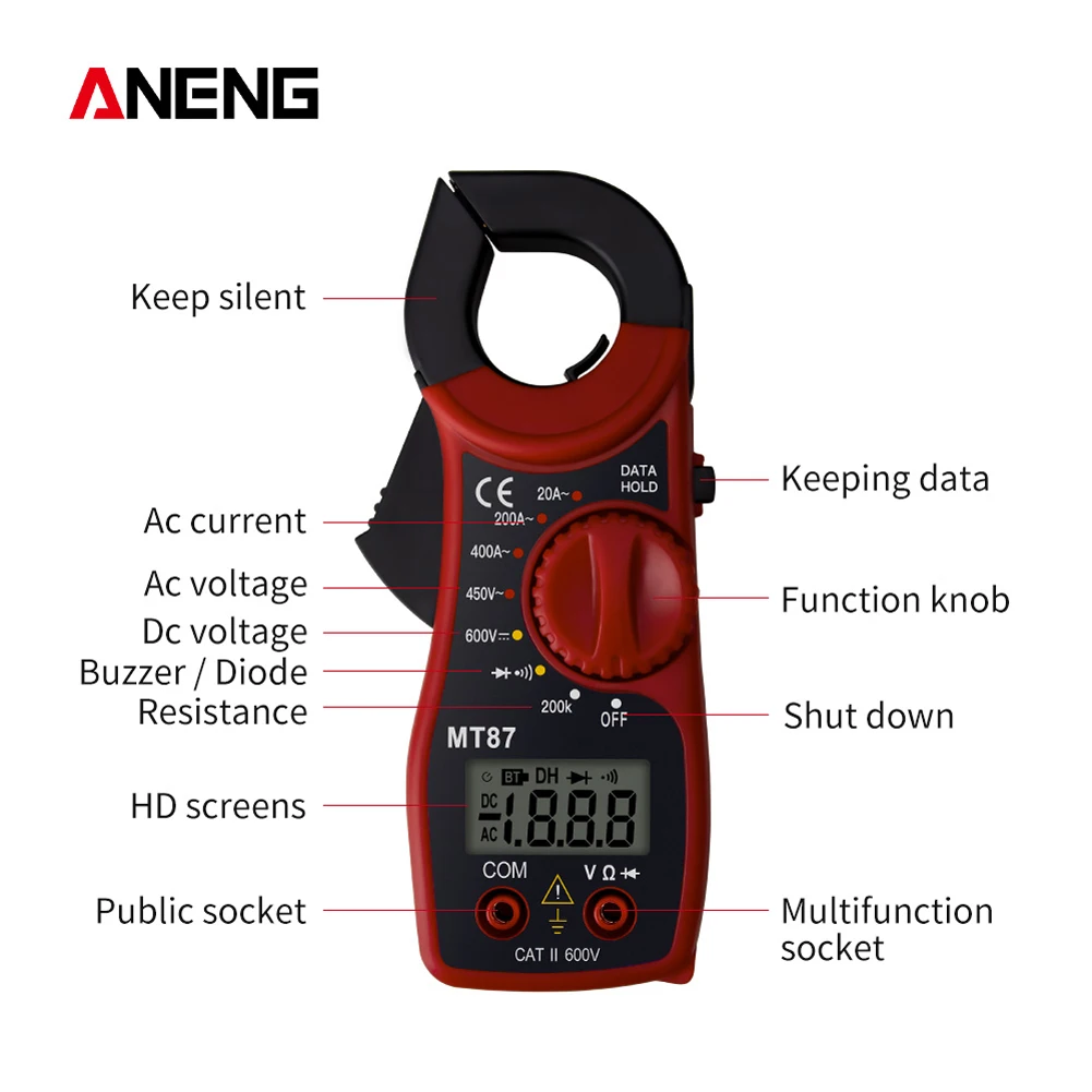 Мини цифровой мультиметр-зажим переменного/постоянного тока тестер напряжения er