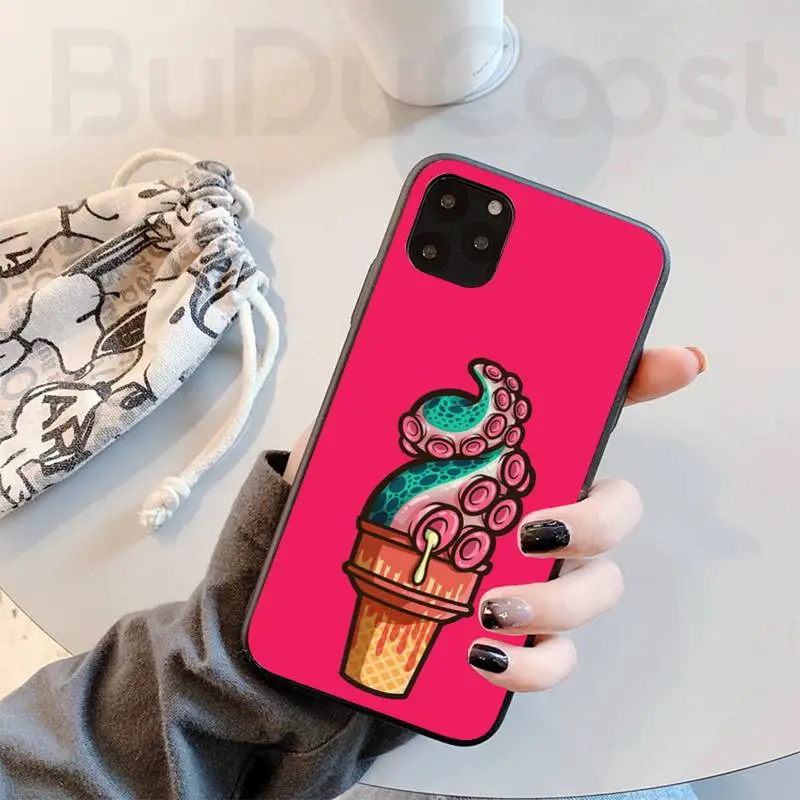 cute burger ice cream black cell phone case for iphone 11 pro 11 pro max x xr xs max 7 8 plus 6s plus 5s 2020 se cover free global shipping