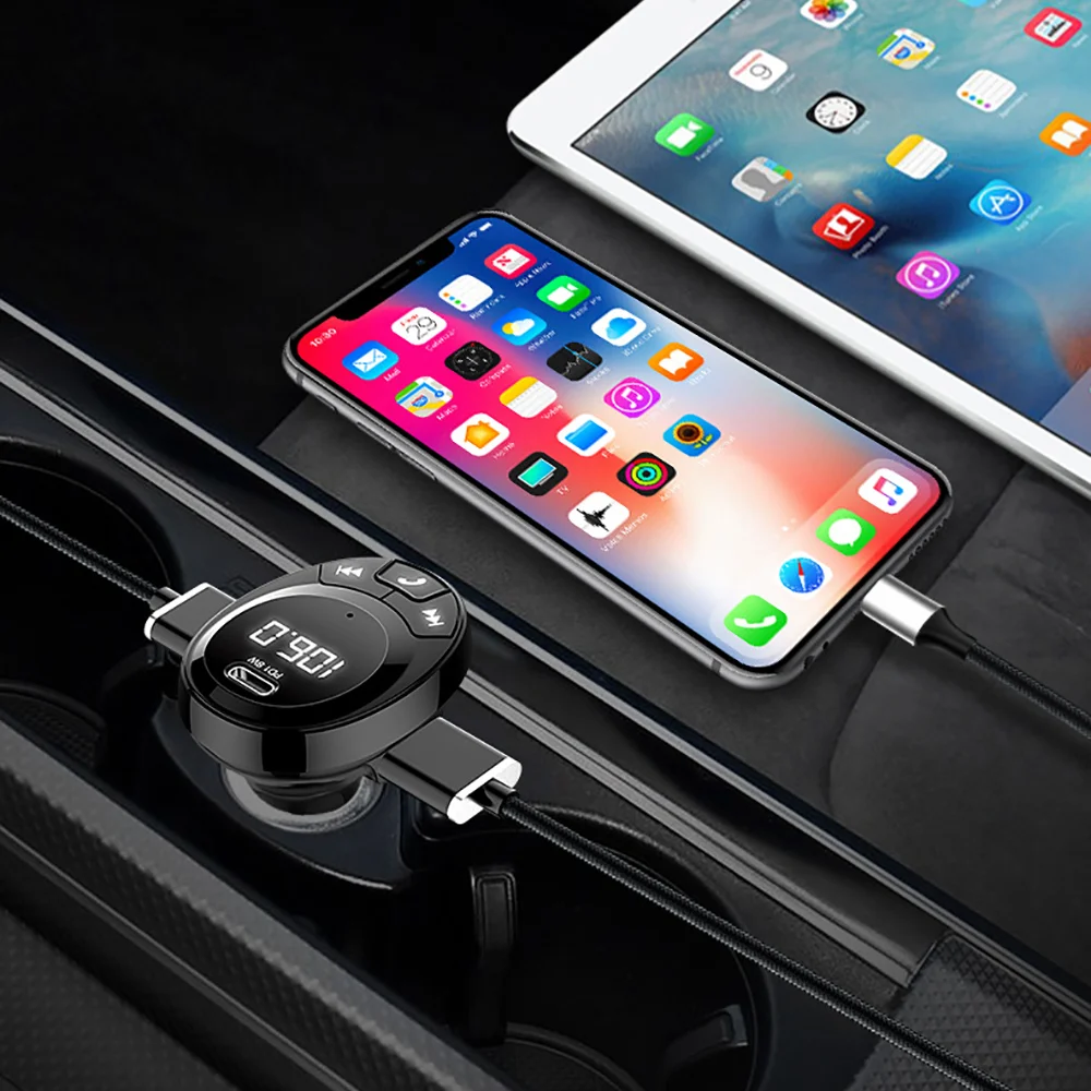 AOSHIKE автомобильный fm передатчик Bluetooth 5 0 mp3 плеер Быстрая зарядка 3.1A адаптер