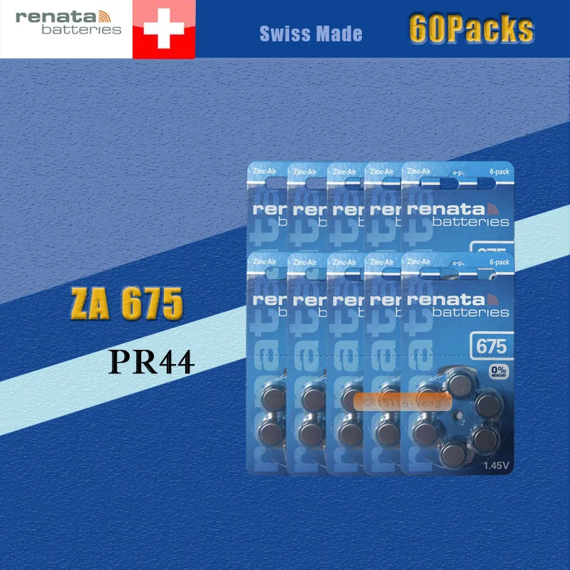 60 упаковок (360 батарей) XRenata Maratone размера плюс ZA675 PR44 Zinc Air 1 45 V Аккумулятор для