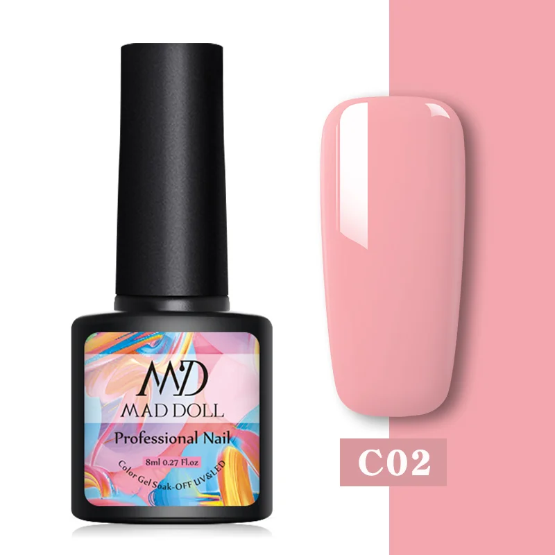 11-C02 MAD DOLL, 8 мл, 60 цветов, Гель-лак для ногтей, розовый, красный, зеленый, чистый цвет для ногтей, отмачиваемый УФ-Гель-лак, лак для маникюра, Гель-лак - Цвет: 11-C02
