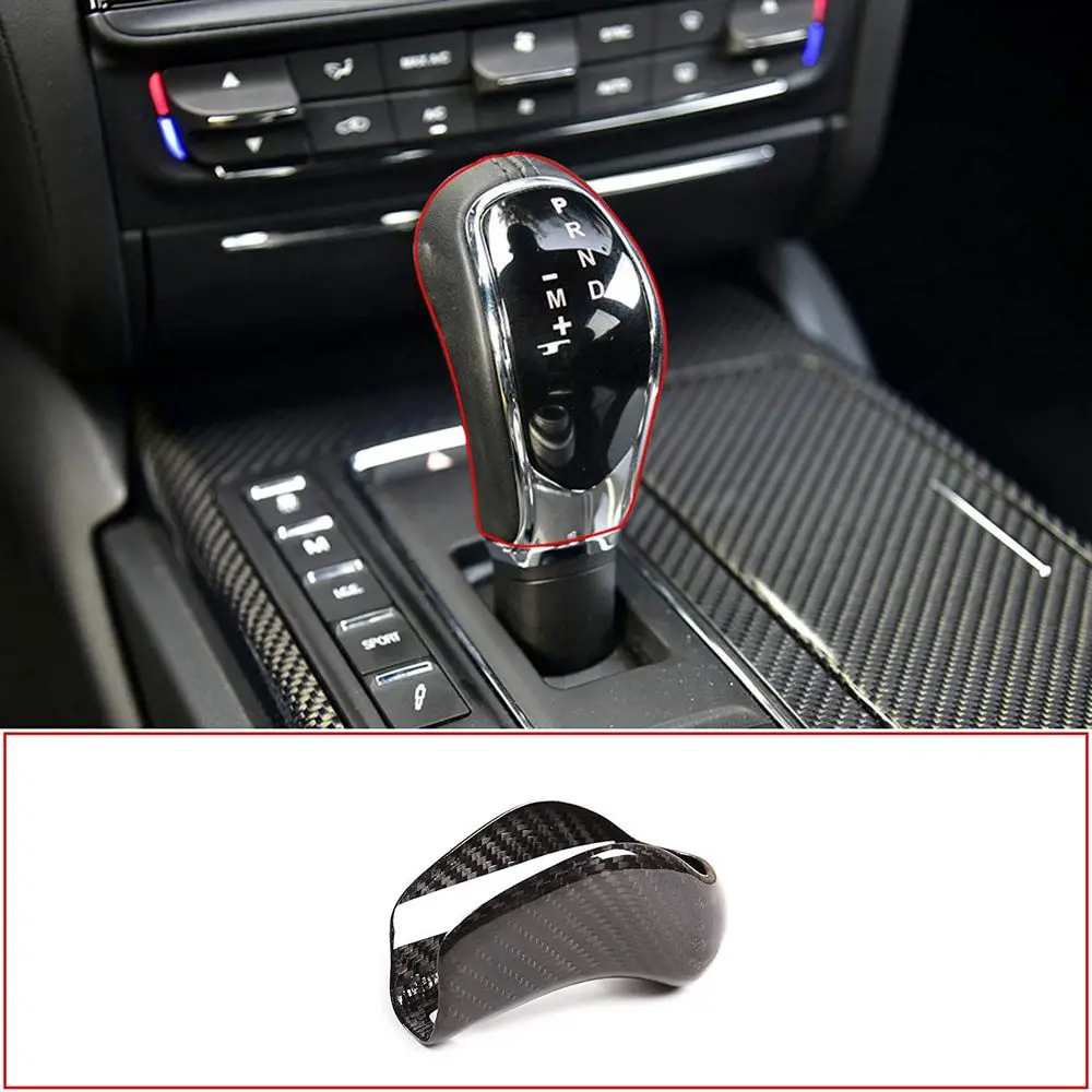 For 13-18 Maserati Ghibli / Quattroporte / Levante Carbon Fiber Gearshift Head Decorative Frame Sticker Car Accessories