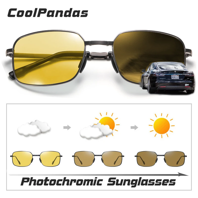 Солнцезащитные очки CoolPandas Мужские Складные фотохромные поляризационные